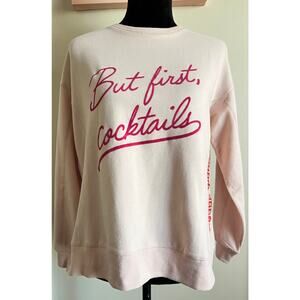 Wildfox But First, Cocktails Statement Sweatshirt sz XS